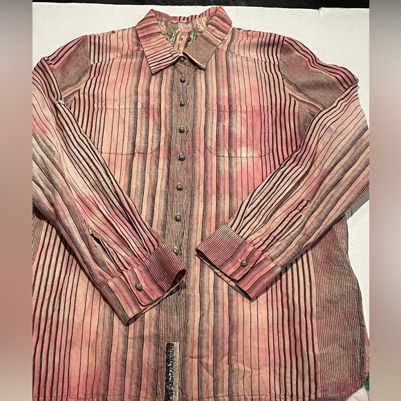 Arrata Silent Journey M button down Embellished with beads & brass buttons New - Picture 1 of 15